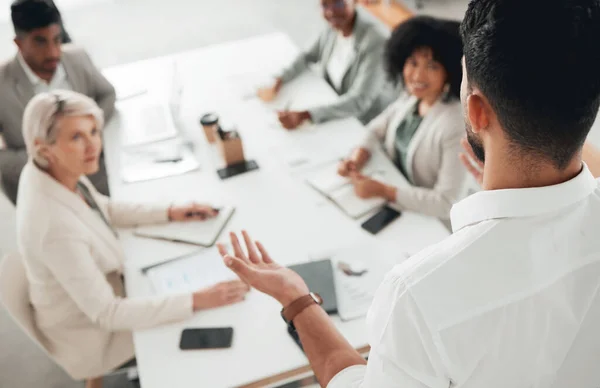 Tiro Grupo Empresários Uma Reunião Trabalho — Fotografia de Stock