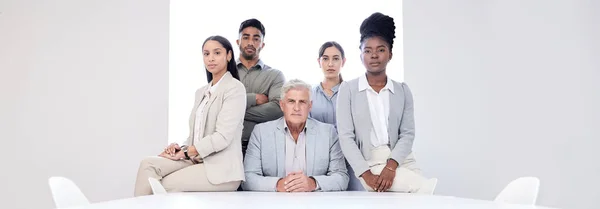 Portrait Group Confident Businesspeople Office — Stock Fotó