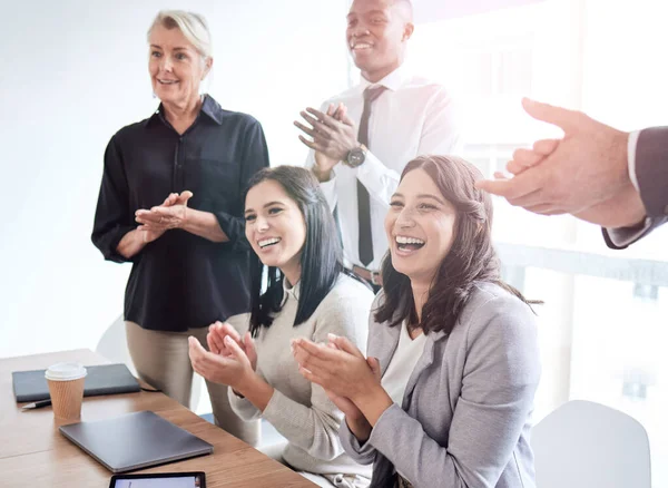 Shot Group Businesspeople Clapping Meeting Work — Foto de Stock