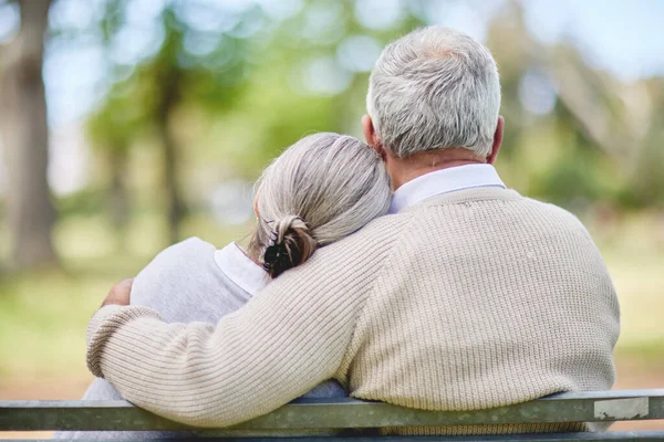 Shot Senior Couple Bonding Outdoors Together — Stock Photo, Image