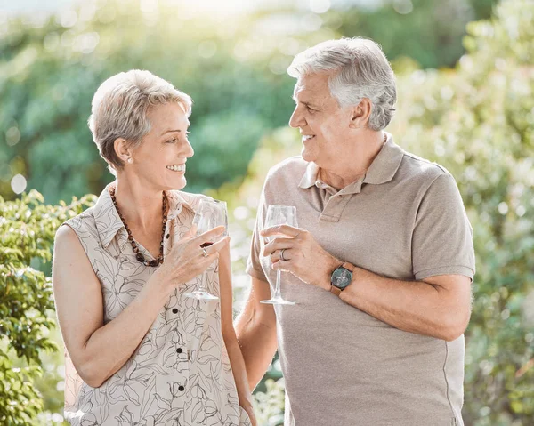 Shot Mature Couple Enjoying Glass Wine — Stock Fotó