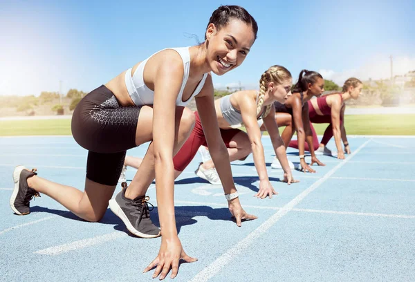 Portrait Female Athlete Motivated Ready Compete Track Field Olympic Event — Foto de Stock