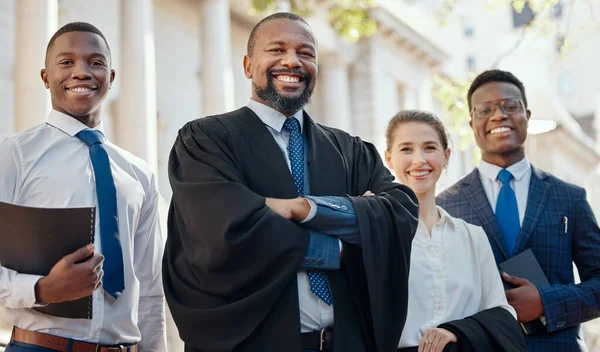 Shot Group Lawyers Standing City — Foto Stock