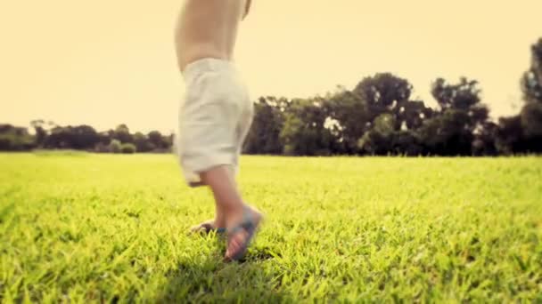 Video Footage Little Boy Having Fun Park — Video