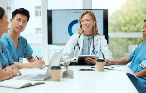 Shot of a group of doctors in a meeting at a hospital.