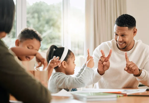 Shot Young Family Doing Homework Together Home — Stock Photo, Image