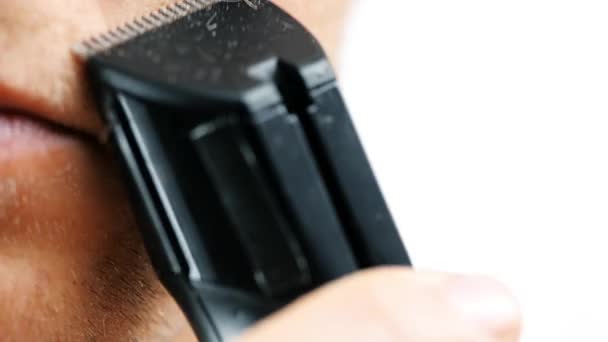 Filmagem Vídeo Homem Fazendo Barba Rosto — Vídeo de Stock