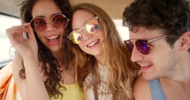 Happy Diverse Young Friends Bonding Being Affectionate Holiday — Vídeo de Stock