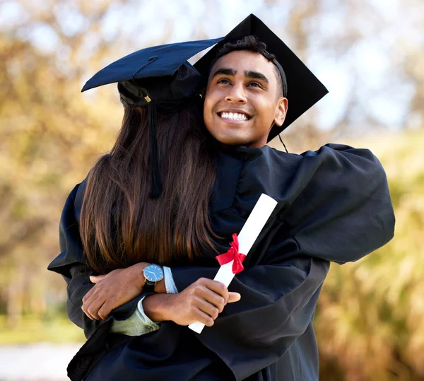 Young Man Hugging His Friend Graduation Day — Foto Stock