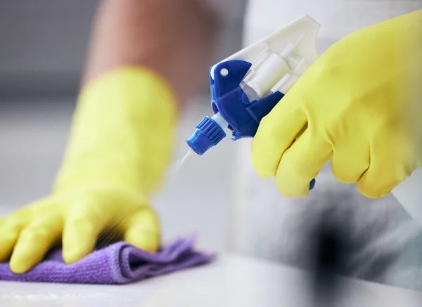 Unrecognizable Person Cleaning Surface Home — Stock Photo, Image