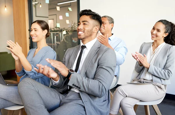 Group Businesspeople Clapping Hands Meeting Work — Foto de Stock