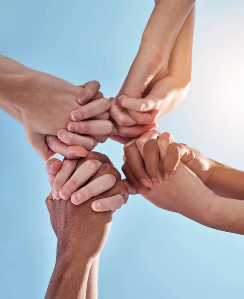 Group Unrecognizable People Holding Hands — Fotografia de Stock