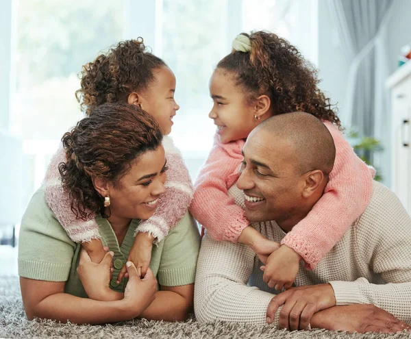 Young Couple Bonding Two Children Home — ストック写真