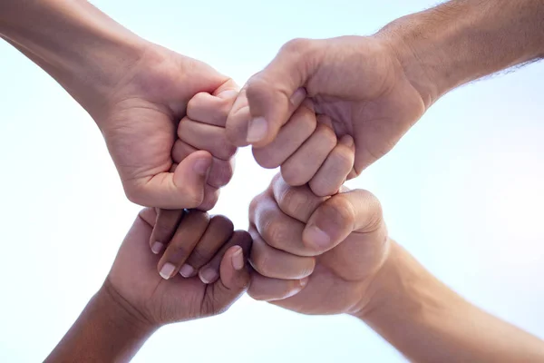Group People Fist Bumping One Another Circle — Stockfoto