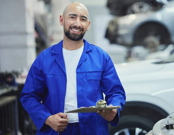 Cropped Portrait Handsome Young Male Mechanic Working Engine Car Service — Stock Fotó