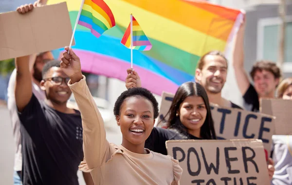 Group Young People Protesting Lgbtq Rights — Stockfoto