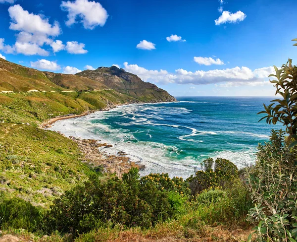 Arka Planda Hout Bay Olduğu Shapmanns Tepesi Nden Bir Fotoğraf — Stok fotoğraf