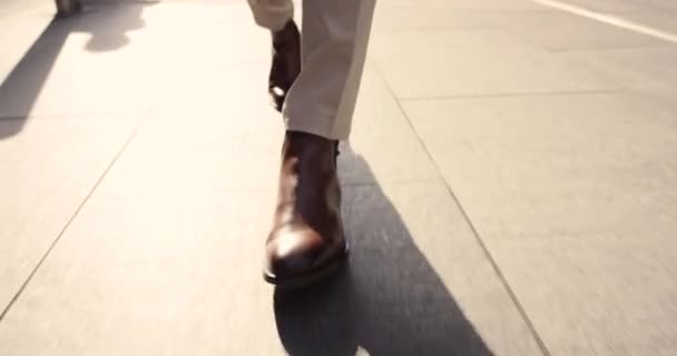 Closeup Shot Unrecognisable Businessman Walking City — Video