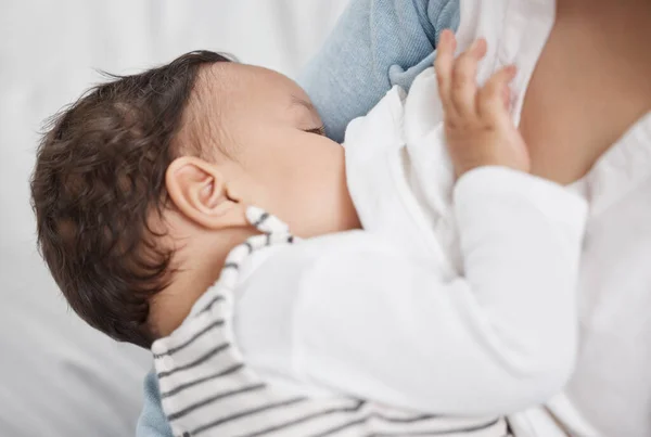 Baby Breast Feeding Home — 스톡 사진