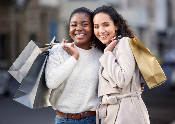 Two Friends Spending Day Shopping Together — Photo