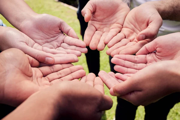 Group Unrecognisable People Hands Opened — Stock Photo, Image