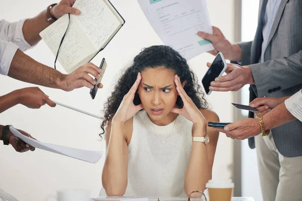 Businesswoman Looking Stressed Business Meeting — Stock Fotó