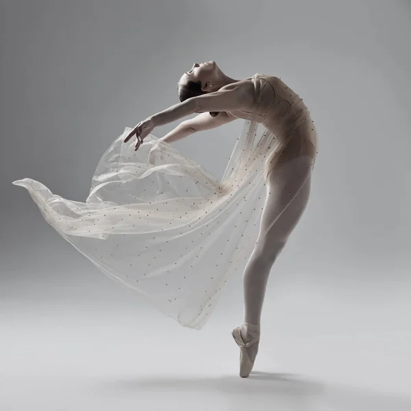 Full Beautiful Young Ballet Dancer Rehearsing Dance Studio — Stockfoto