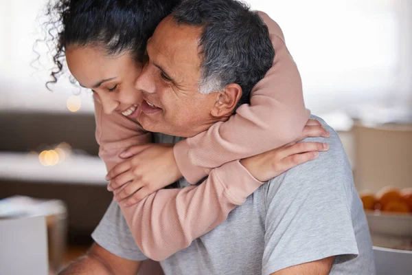 Young Woman Hugging Her Father — Stok fotoğraf