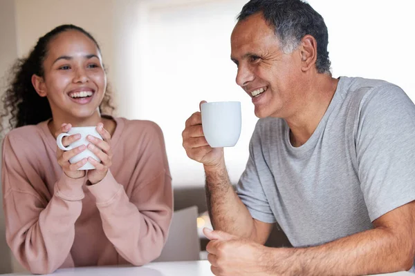 Woman Having Some Tea Her Father — Stockfoto