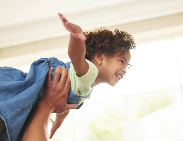 Unrecognisable Man Bonding His Daughter Living Room Home — Stock Fotó