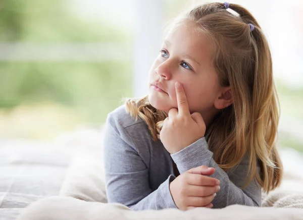Young Girl Relaxing Her Bedroom Daydreaming — Foto Stock