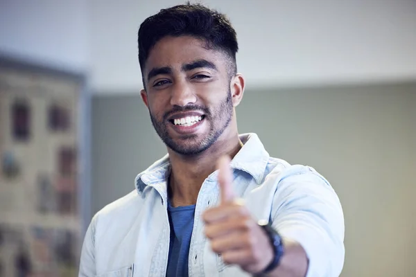 Young Man Showing Thumbs College — Stock Photo, Image