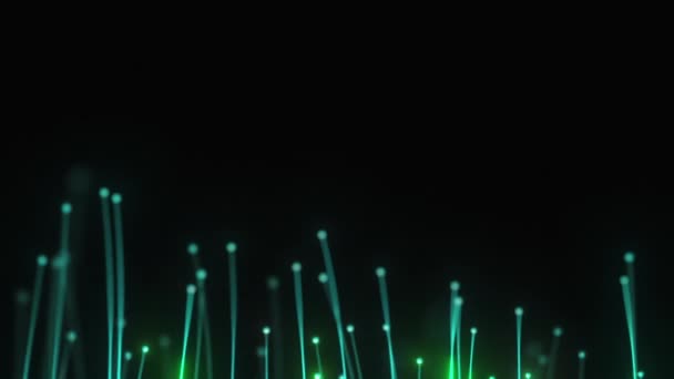 Відеозапис Цифрових Зелених Неонових Світлових Променів Чорному Фоні — стокове відео