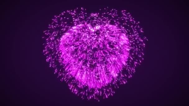 Video Digitally Created Purple Heart Bursting Black Background — Vídeos de Stock