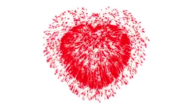 Video Digitally Created Red Heart Bursting White Background — Stok Video