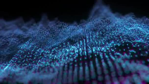 Video Digitally Created Wave Consisting Dots — Vídeo de Stock