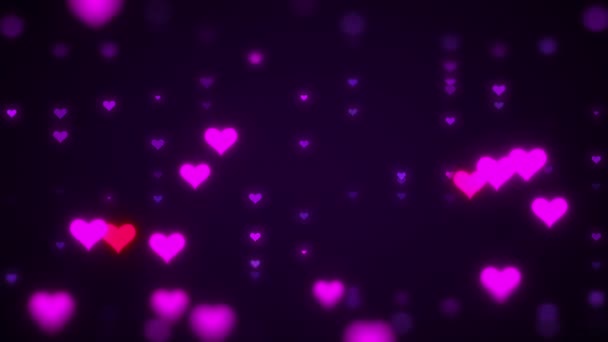 Video Digitally Created Hearts Floating Black Background — Stok Video