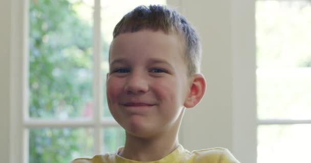 Видеозапись Мальчика Сидящего Дома — стоковое видео