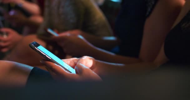 Unrecognizable Person Sitting Typing Phone Party — Stockvideo