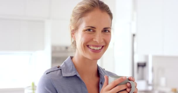 Video Footage Young Woman Enjoying Cup Coffee Home — Stock videók
