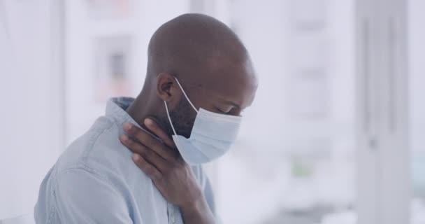 Young Man Shirt Wearing Medical Mask His Face Feeling Sick — Stockvideo