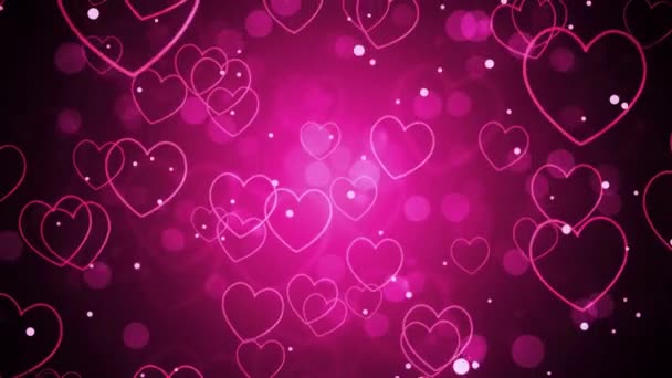 Video Digitally Created Hearts Floating Pink Background — ストック動画