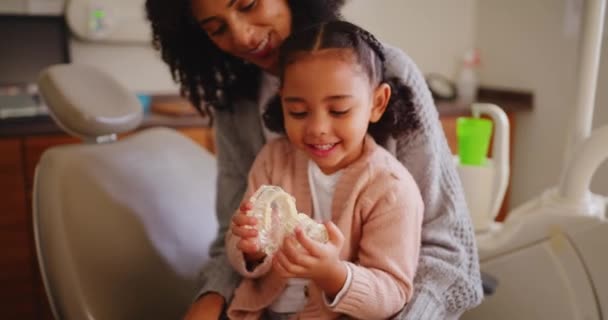 Portrait Child Playing Jaw Mold Pretending Chew Bite Adorable Fun — Stockvideo