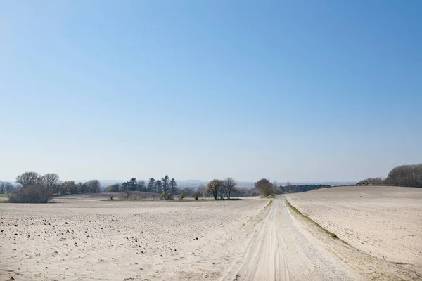 Sandy Countryside Road Blue Sky Copy Space Nature Landscape Dry — Φωτογραφία Αρχείου