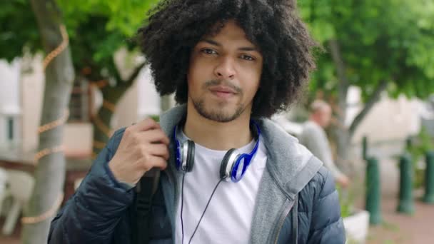 Stylish Trendy Male Student Curly Afro His Way Class University — Wideo stockowe