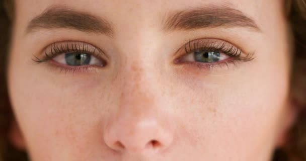 Closeup Face Young Emotional Woman Tears Her Eyes Portrait Sad — Vídeo de stock