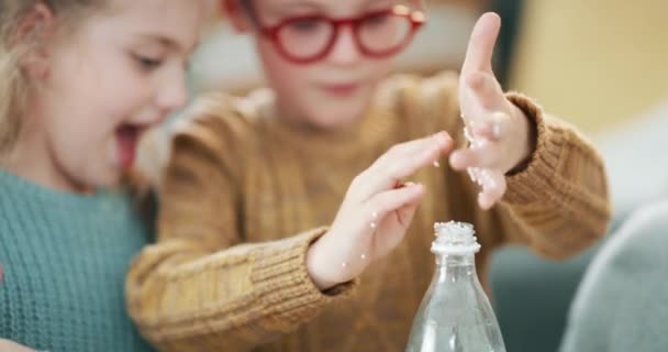 Video Footage Adorable Little Boy Girl Conducting Scientific Experiment Together — Video