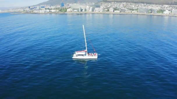 Drone Footage Boat Out Ocean Western Cape — Stockvideo