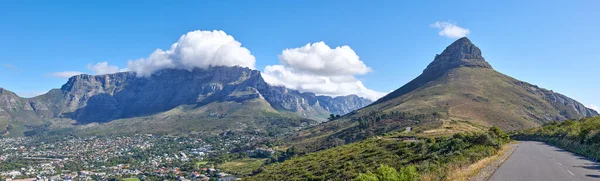 Copyspace Hegyi Hágóval Végig Lions Head Table Mountain Fokvárosban Dél — Stock Fotó