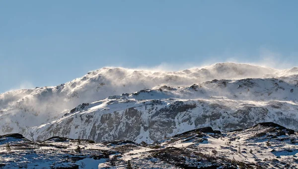 Scenic Panoramic Snow Capped Mountain Landscape Bodo Nordland Norway Clear — Fotografia de Stock